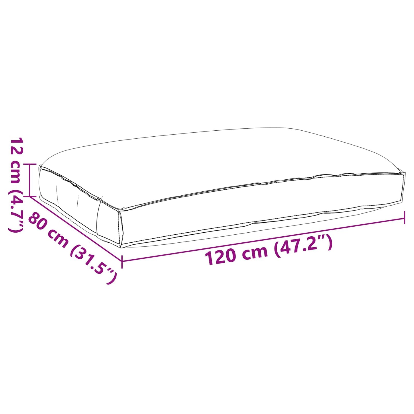 Pude Kongelig blå 120 x 80 x 12 cm Oxford stof