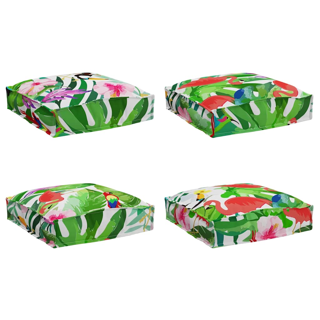 Pude Blomstret 4 pcs Flerfarvet 40 x 40 x 8 cm Oxford stof