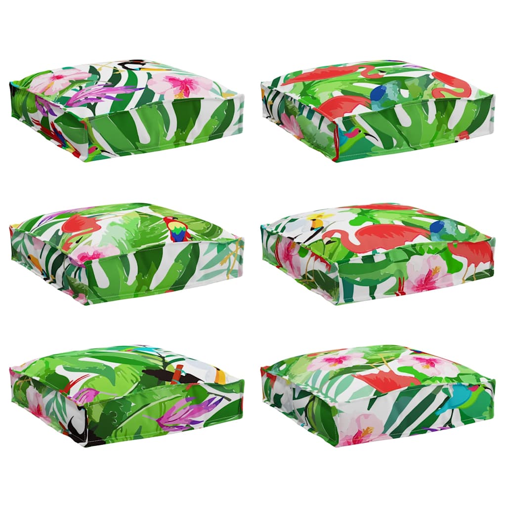 Pude Blomstret 6 pcs Flerfarvet 40 x 40 x 8 cm Oxford stof