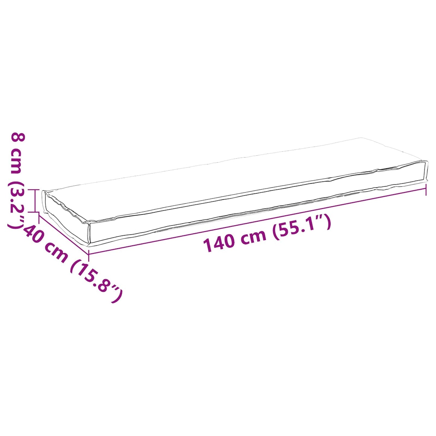 Pude Gråbrun 140 x 40 x 8 cm Oxford stof