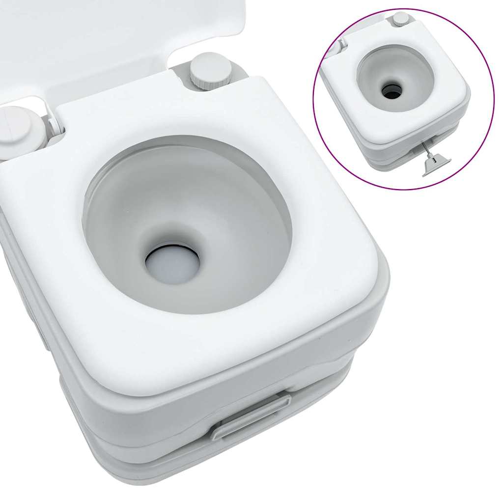Camping Toilet Sæt 2 pcs Grå og Hvid Høj-densitet Polyethylen