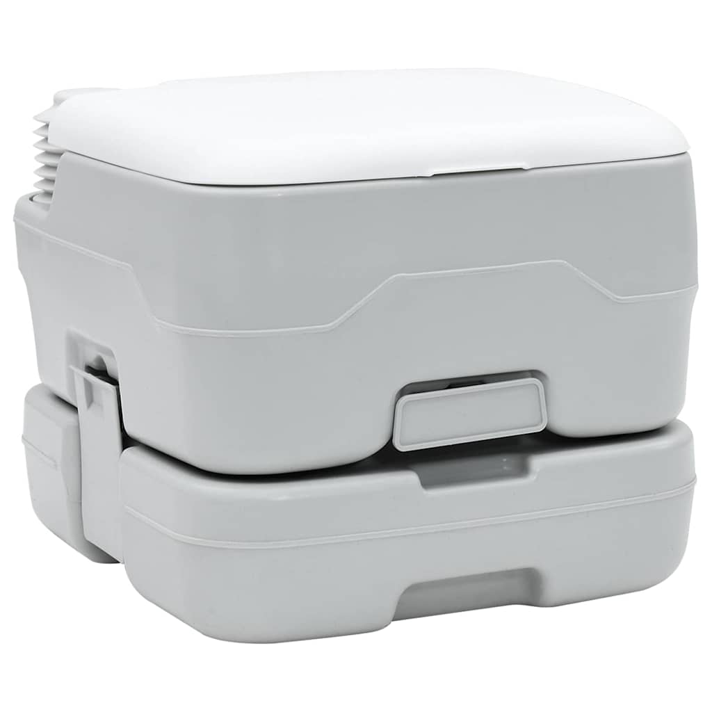 Camping Toilet Sæt 2 pcs Grå og Hvid Høj-densitet Polyethylen