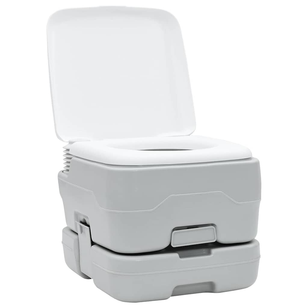Camping Toilet Sæt 2 pcs Grå og Hvid Høj-densitet Polyethylen