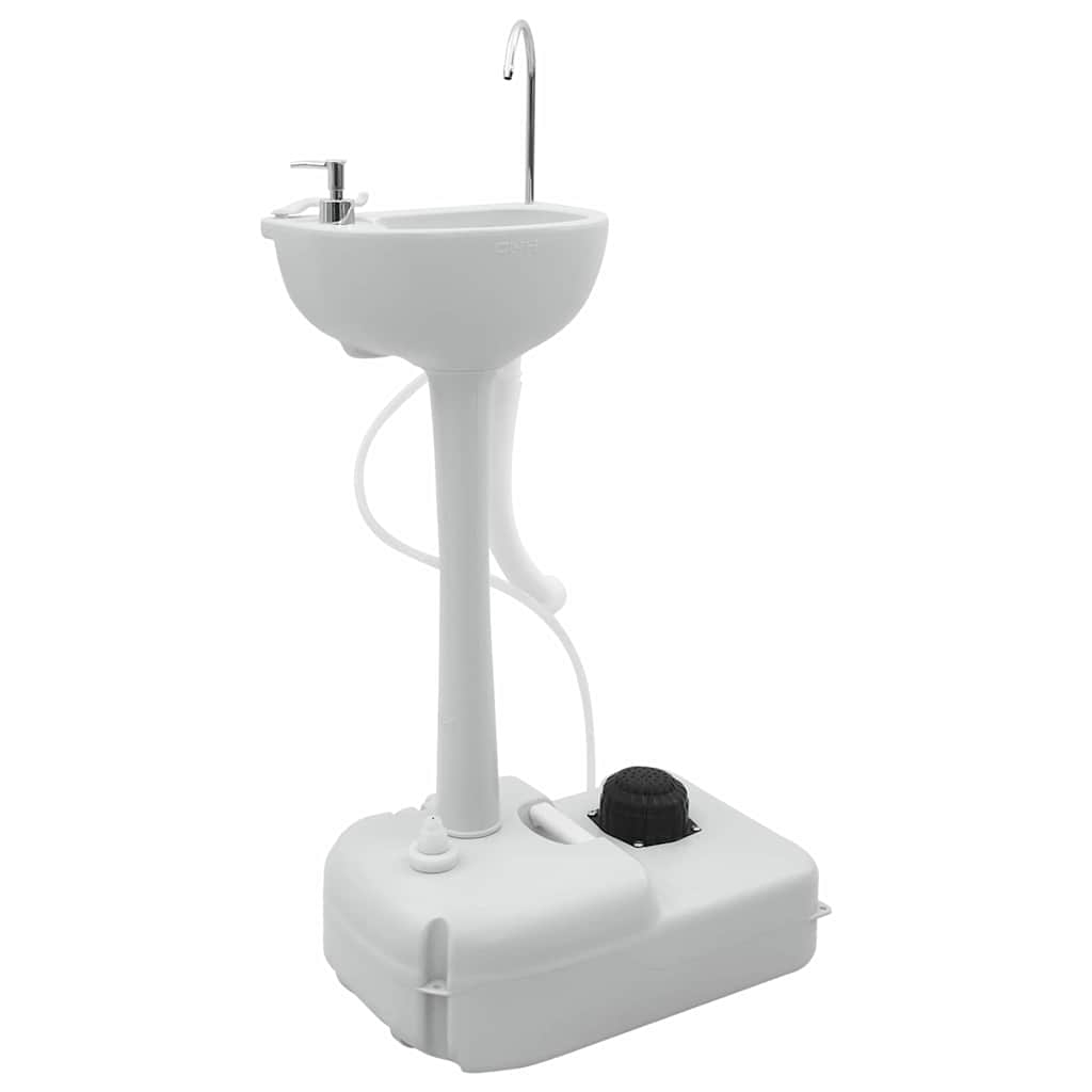 Camping Toilet Sæt 2 pcs Grå og Hvid Høj-densitet Polyethylen