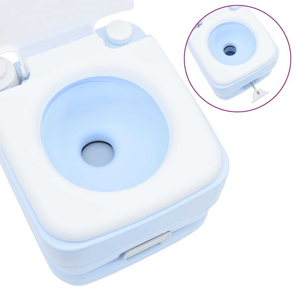 Camping Toilet Sæt 2 pcs Blå og Hvid Høj-densitet Polyethylen