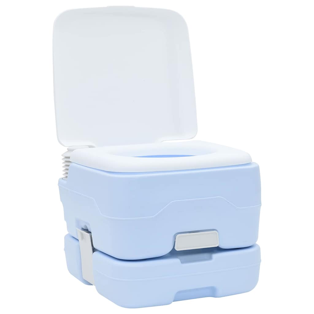 Camping Toilet Sæt 2 pcs Blå og Hvid Høj-densitet Polyethylen