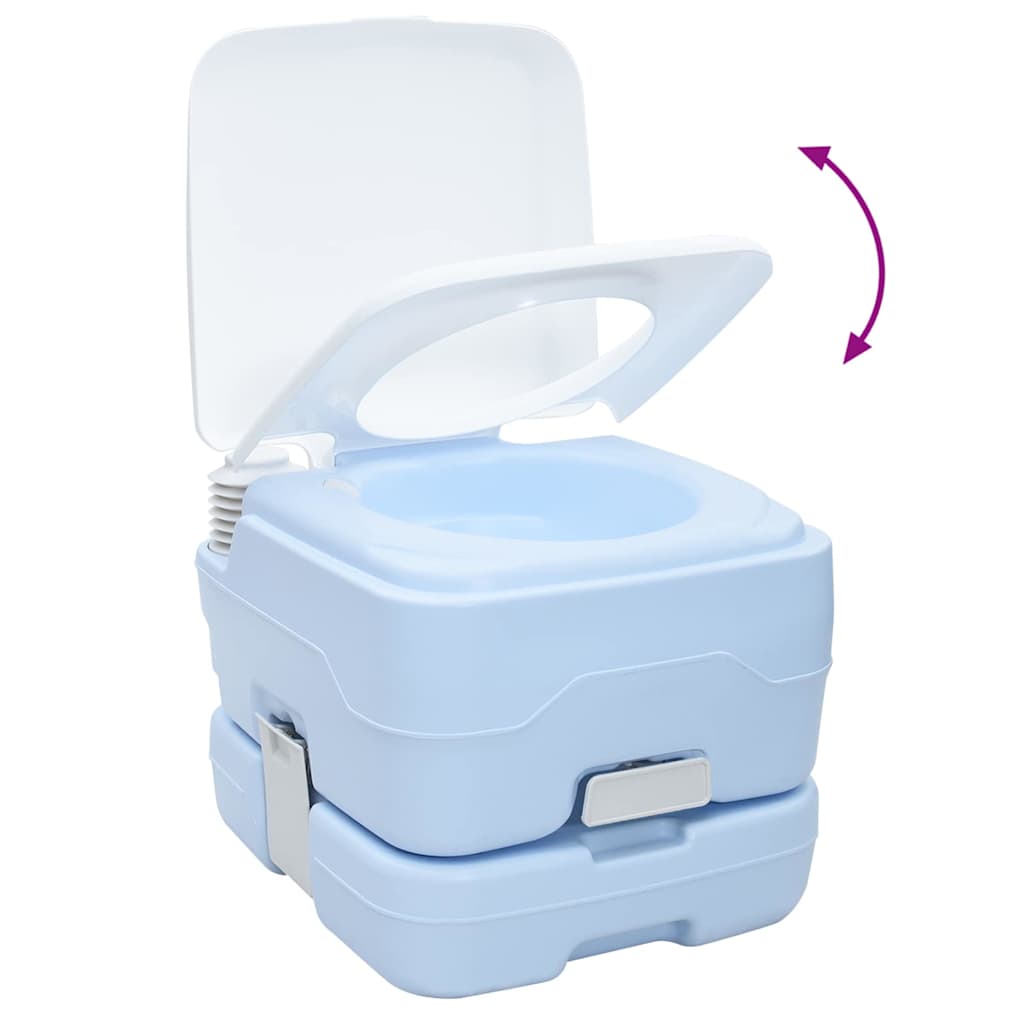 Camping Toilet Sæt 2 pcs Blå og Hvid Høj-densitet Polyethylen