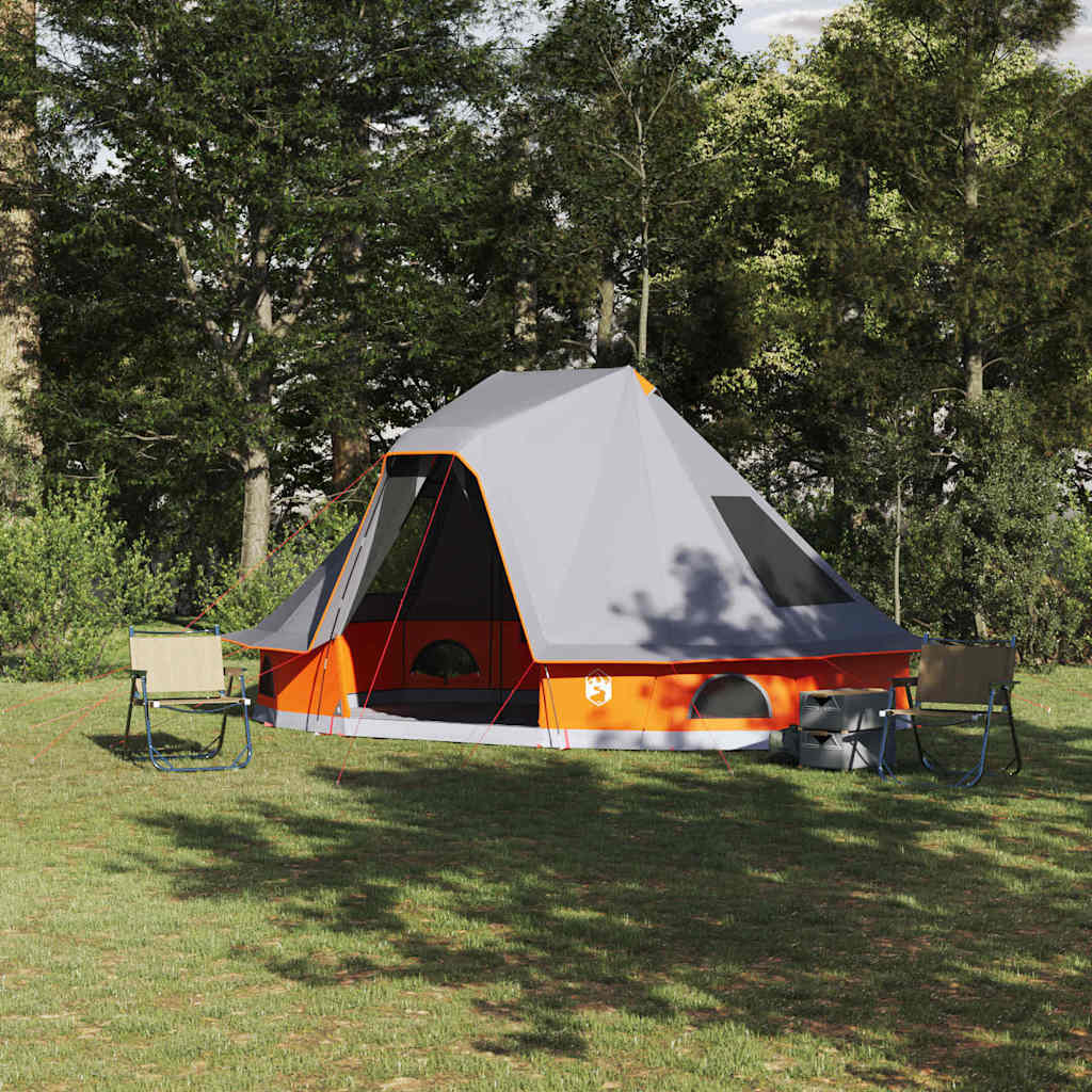 Tipi telt med tag Grå og orange 466 x 310 x 240 cm taft billede