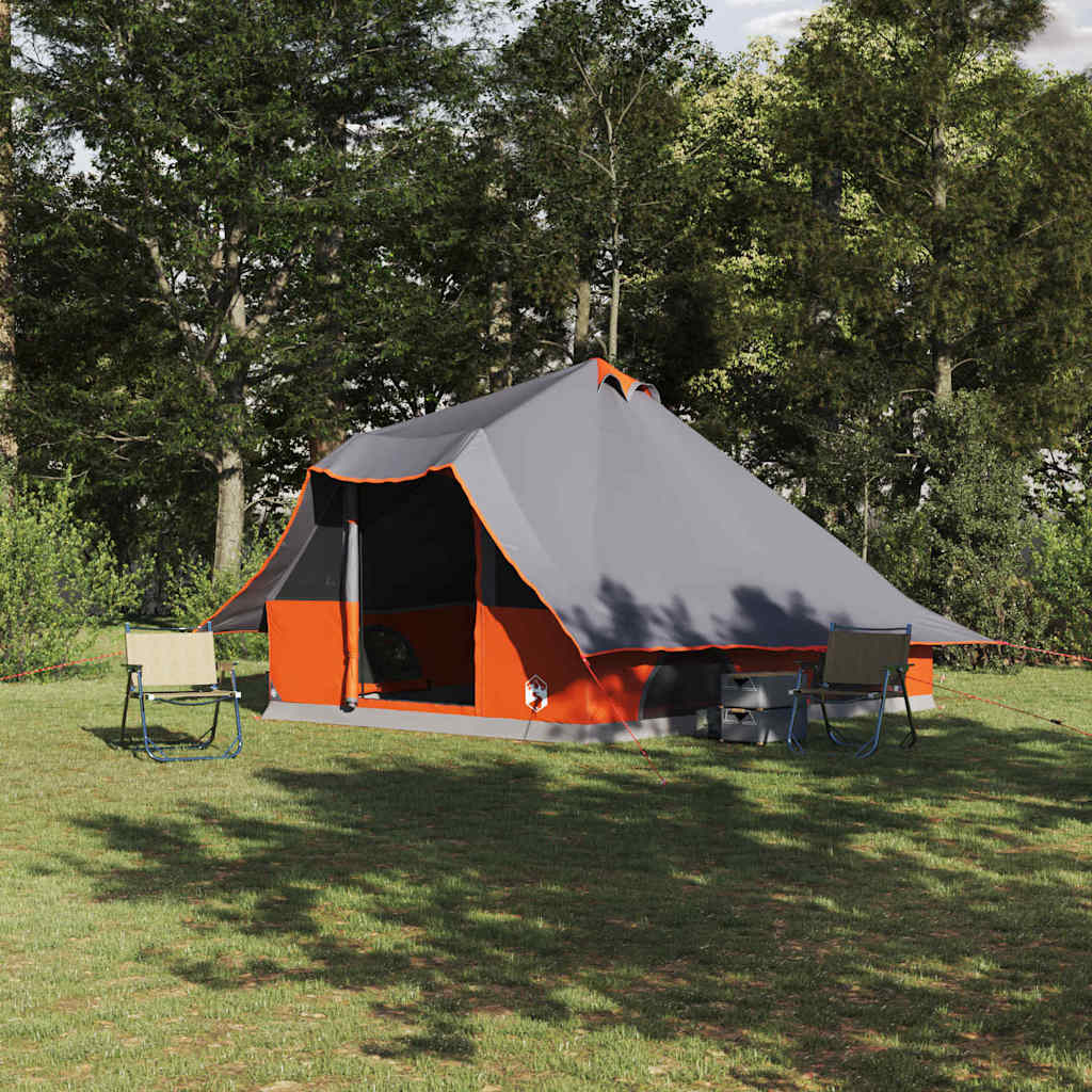 Tipi telt med tag Grå og orange 358 x 296 x 258 cm taft billede