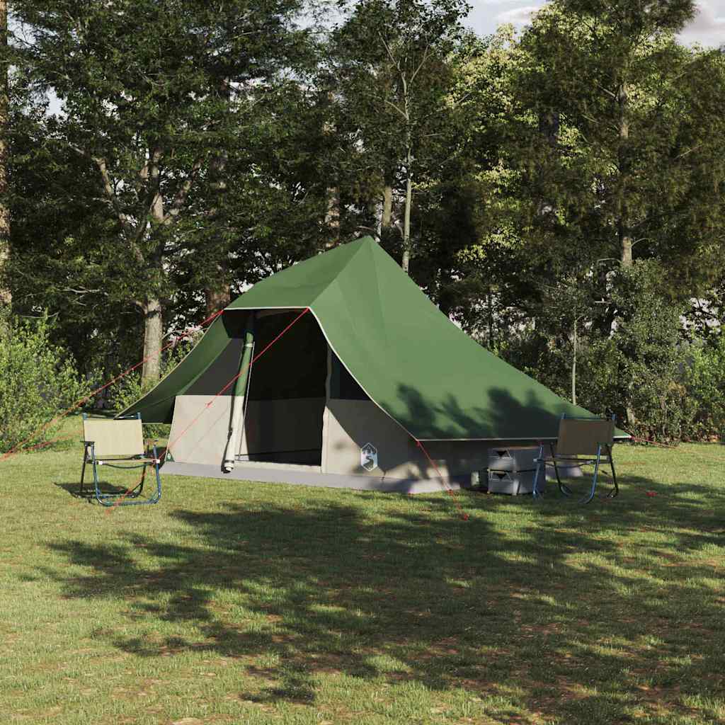 Tipi telt med tag med opbevaring Grøn 364 x 281 x 257 cm taft billede