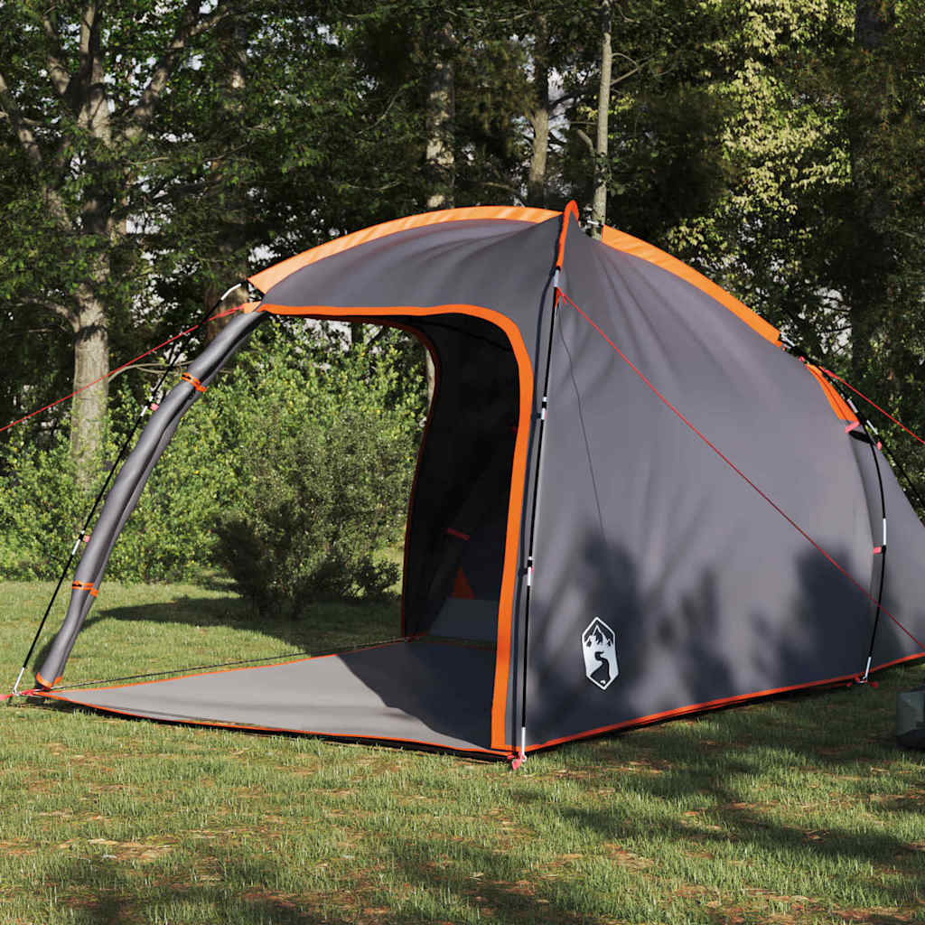 Hyttetelt med tag Grå og orange 370 x 230 x 185 cm taft