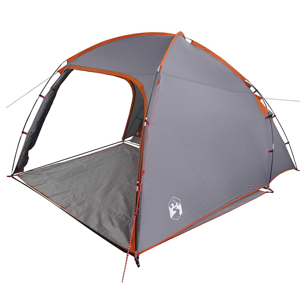 Hyttetelt med tag Grå og orange 370 x 230 x 185 cm taft billede