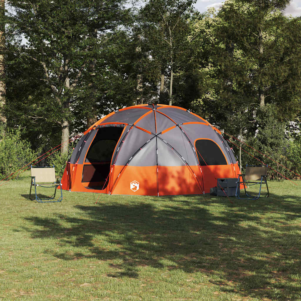 Camping telt med tag Grå og orange 475 x 475 x 235 cm Polyester