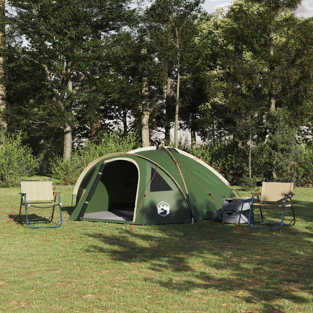 Camping telt med tag Grøn 308 x 268 x 130 cm Polyester