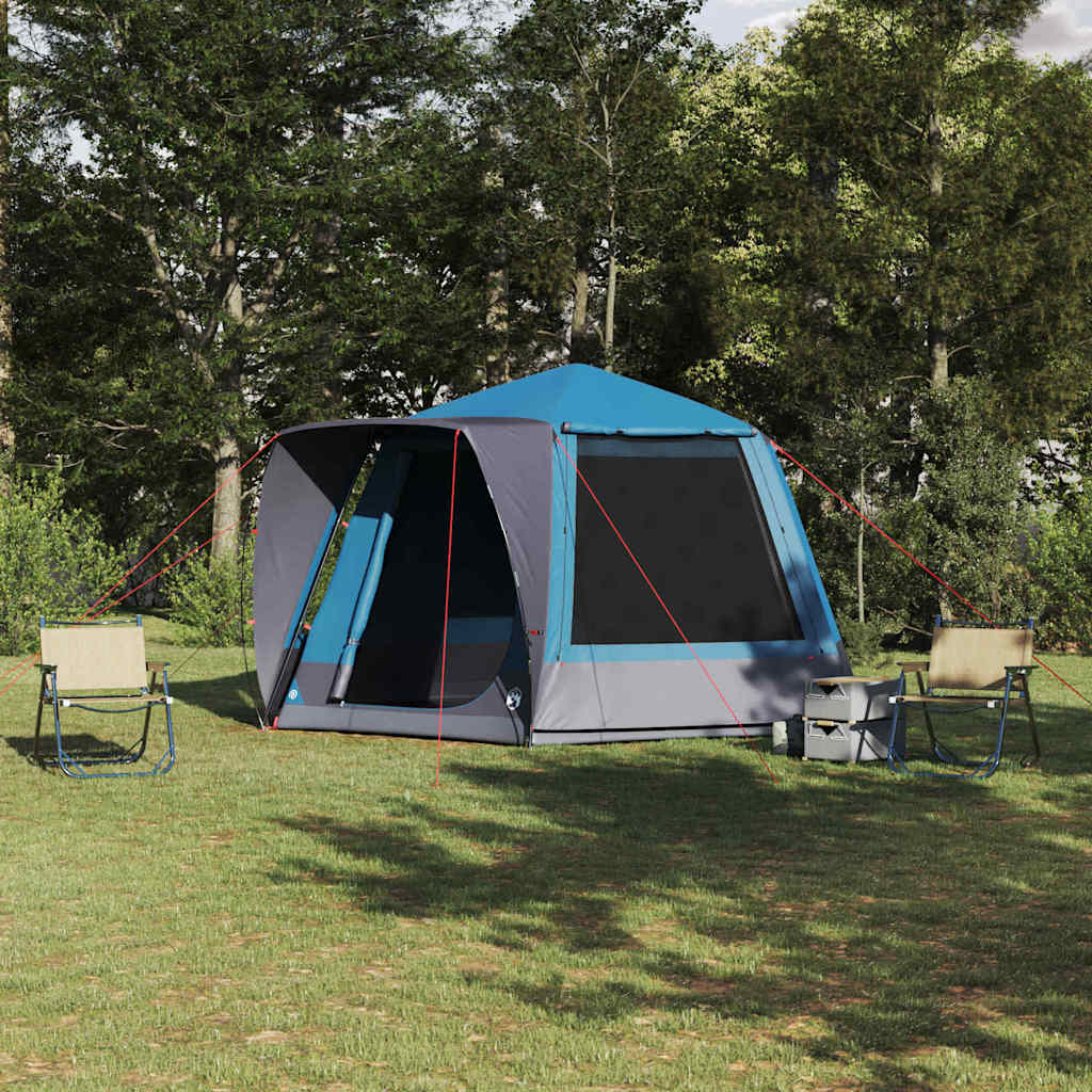 Camping telt Hytte med tag Blå 420 x 420 x 227 cm Polyester