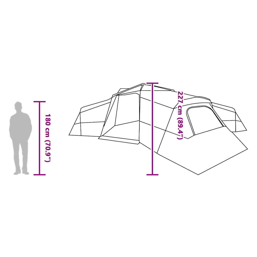 Familietelt med tag med opbevaring Blå 833 x 585 x 216 cm taft