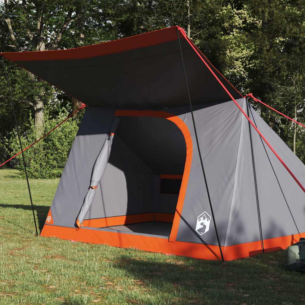 Camping telt med tag Grå og orange 282 x 225 x 154 cm taft