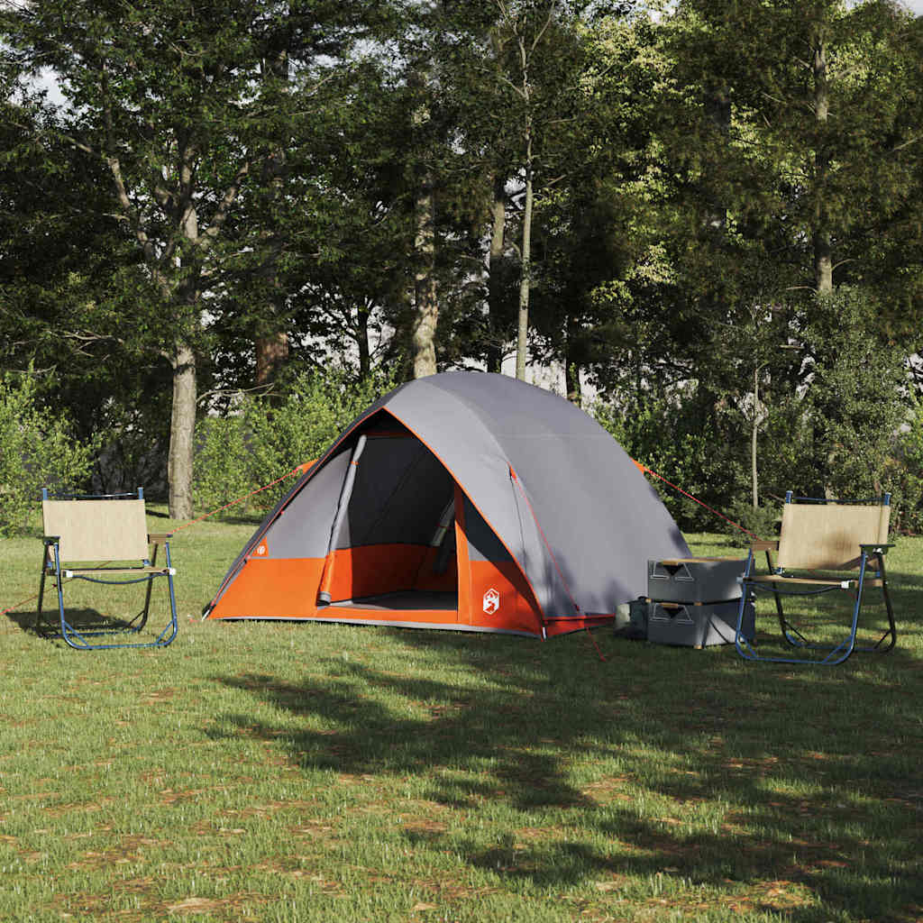 Camping telt med tag Grå og orange 320 x 275 x 190 cm taft