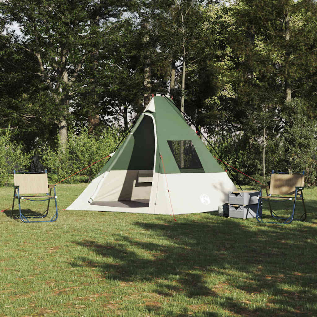 Tipi telt med tag med opbevaring Grøn 383 x 338 x 217 cm taft billede