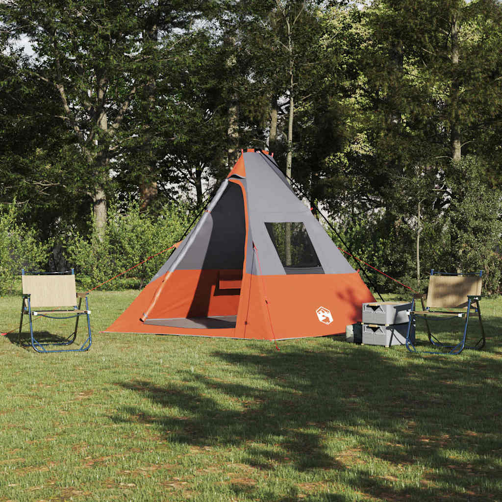 Tipi telt med tag Grå og orange 383 x 338 x 217 cm taft billede