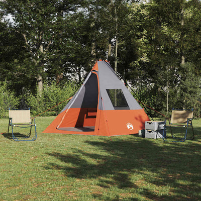 Tipi telt med tag Grå og orange 383 x 338 x 217 cm taft