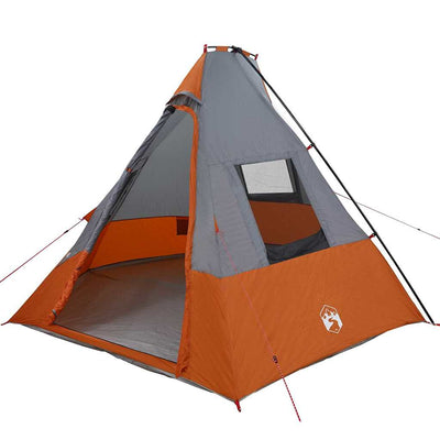 Tipi telt med tag Grå og orange 383 x 338 x 217 cm taft
