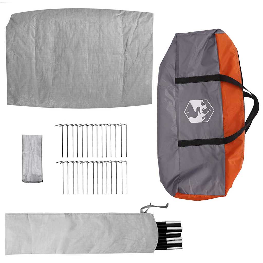 Camping telt med tag Grå og orange 482 x 360 x 227 cm taft