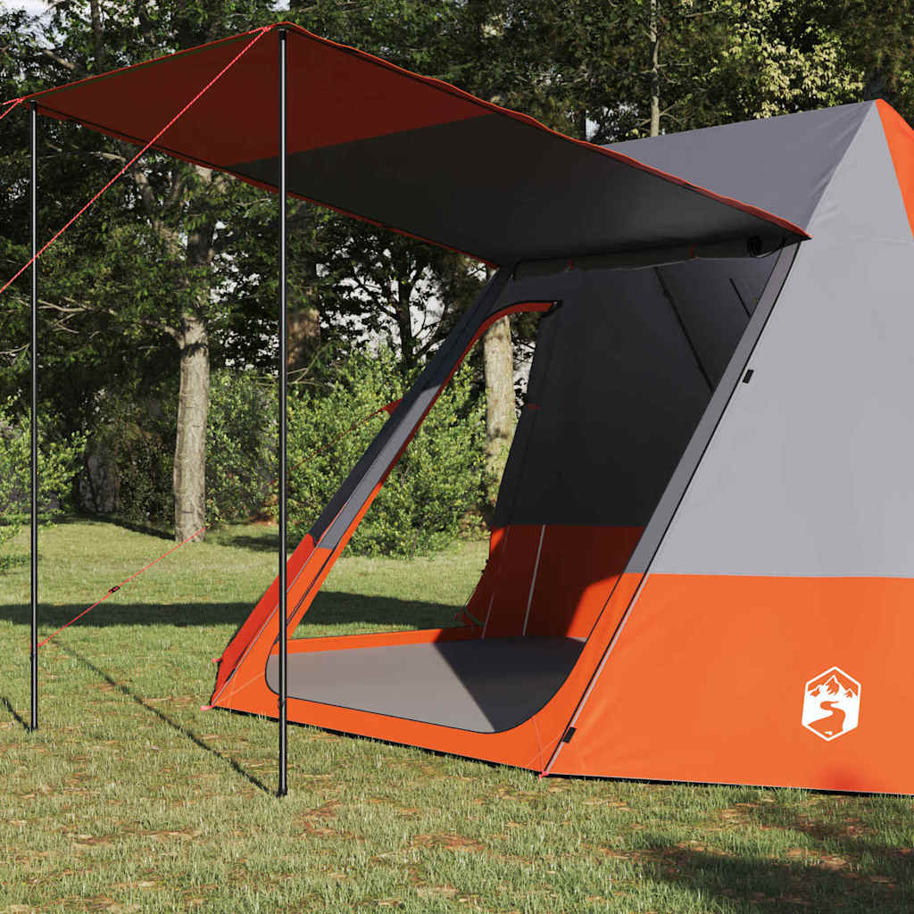 Camping telt med tag Grå og orange 482 x 360 x 227 cm taft