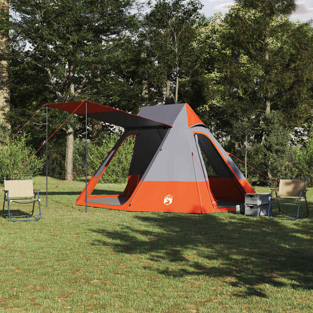 Camping telt med tag Grå og orange 482 x 360 x 227 cm taft