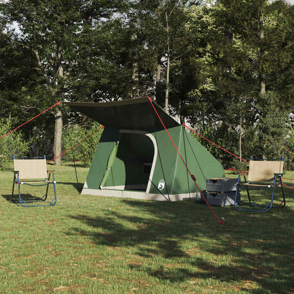 Camping telt med tag Grøn 223 x 163 x 130 cm taft