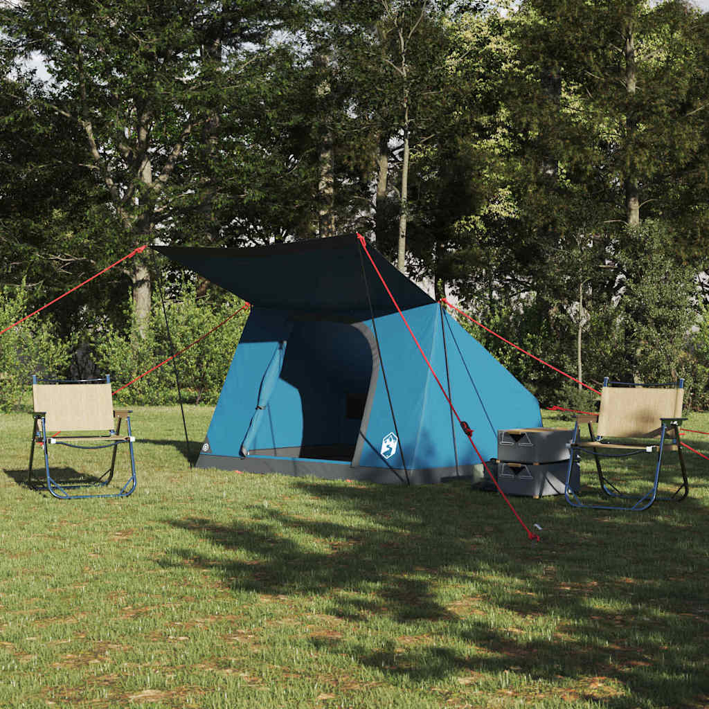 Camping telt med tag med opbevaring Blå 223 x 163 x 130 cm taft