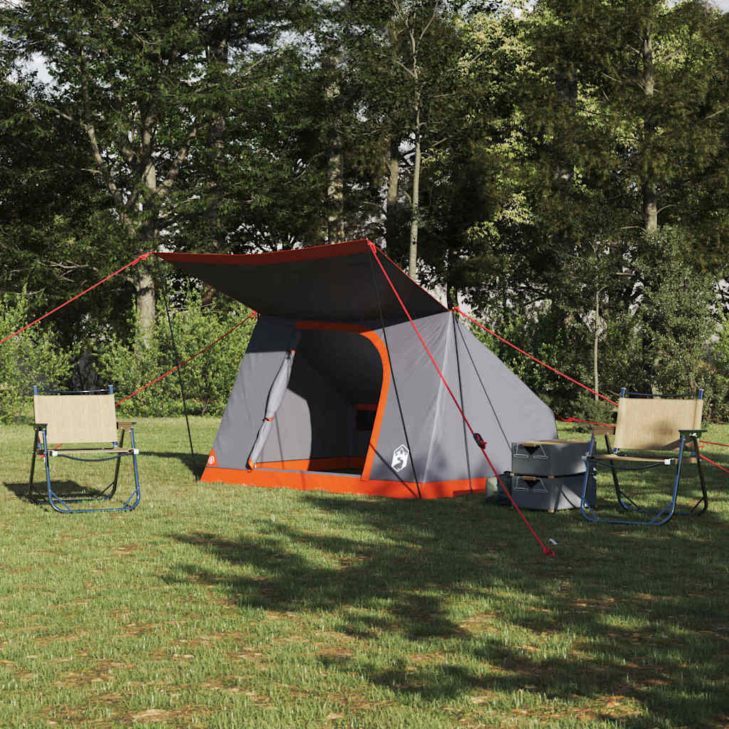 Camping telt med tag Grå og orange 223 x 163 x 130 cm taft