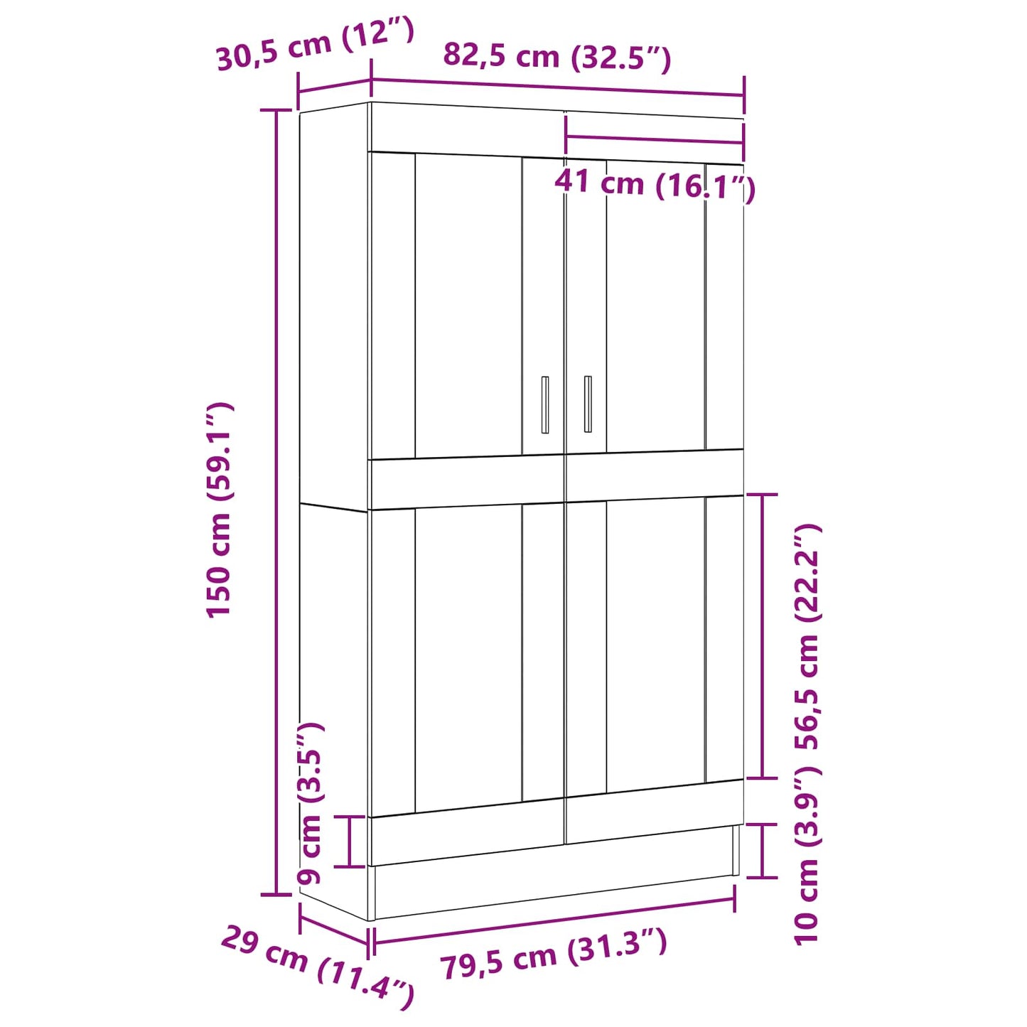 Bogskab 4 niveauer 82,5 x 30,5 x 150 cm Konstrueret træ Sort eg