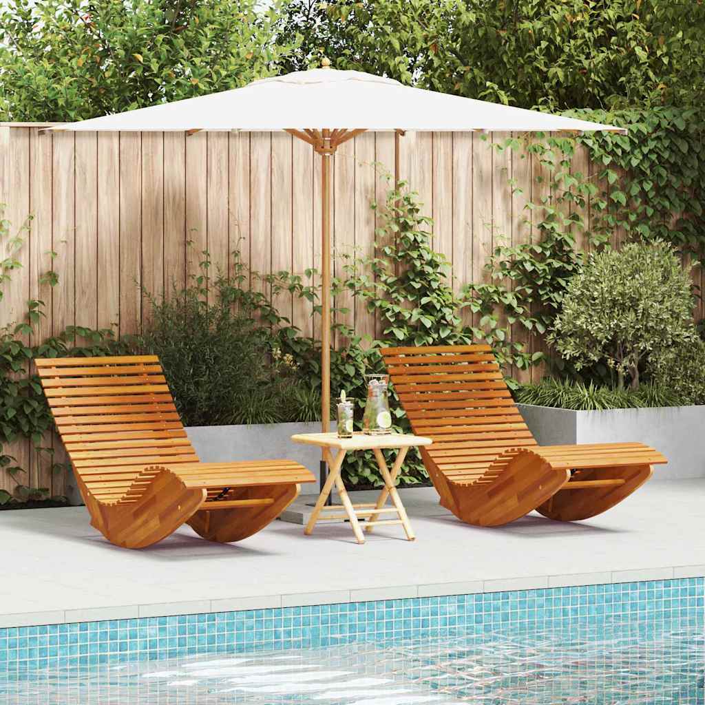 Lounger 2-person 2 pcs Brun 154 x 60 x 74 cm Massivt Akacietræ