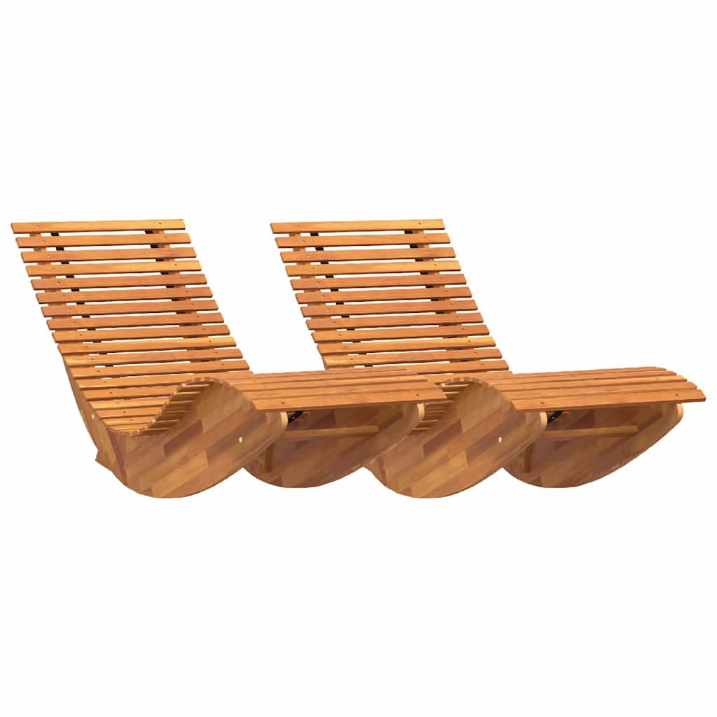 Lounger 2-person 2 pcs Brun 154 x 60 x 74 cm Massivt Akacietræ