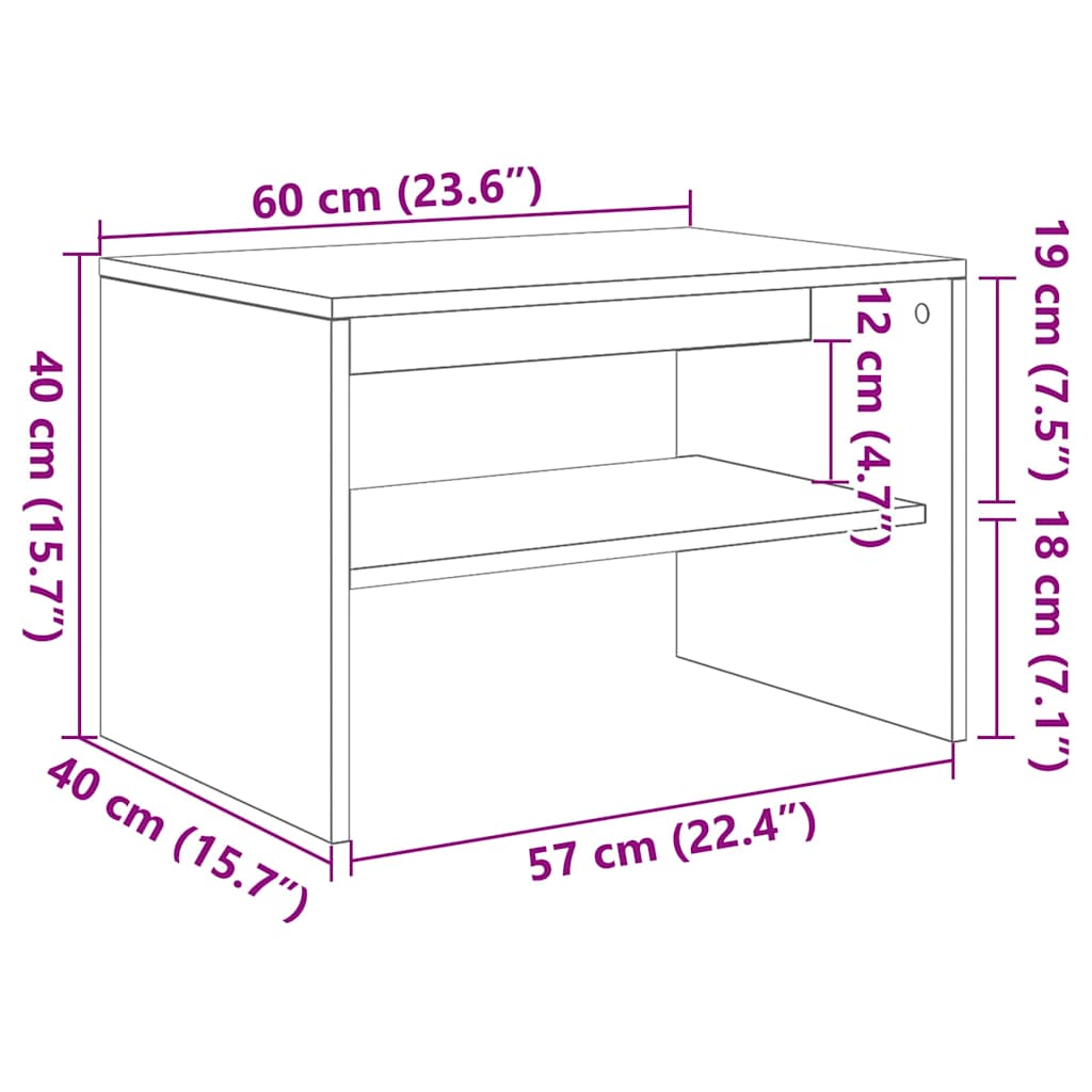 tv-bord 60x40x40 cm konstrueret træ antikt træ