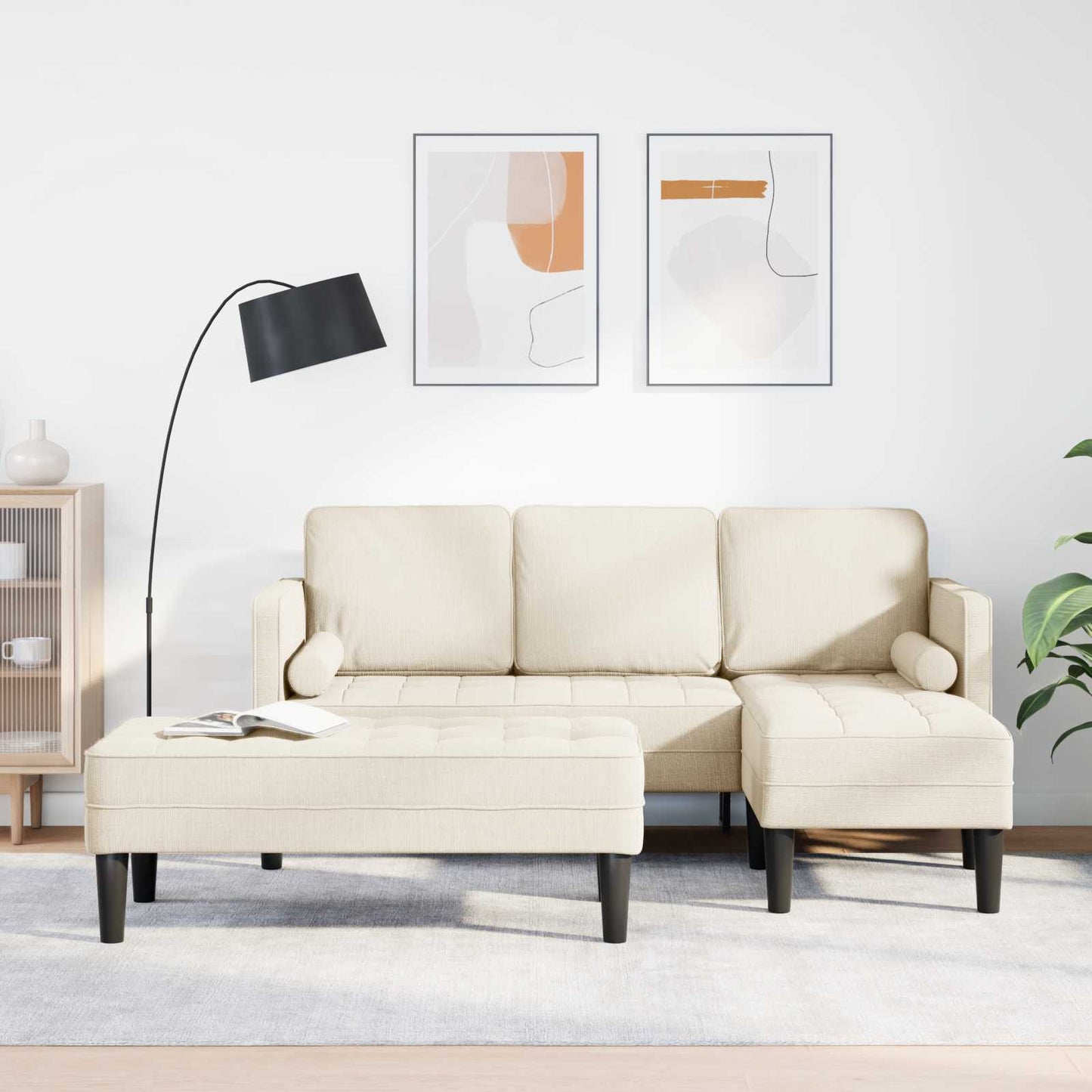 Sofa Sæt 2 stk. Linned Polyester