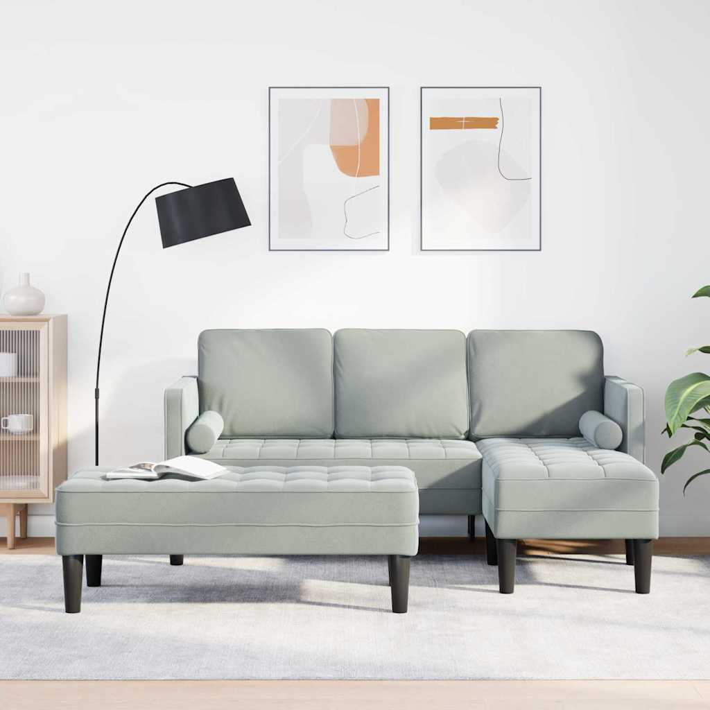 Sofa Sæt med pude 2 pcs Lysegrå Polyester