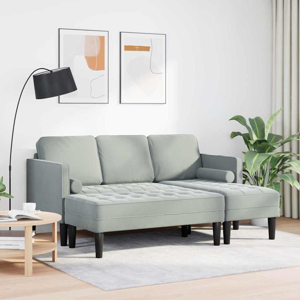 Sofa Sæt 2 stk. Lysegrå Polyester