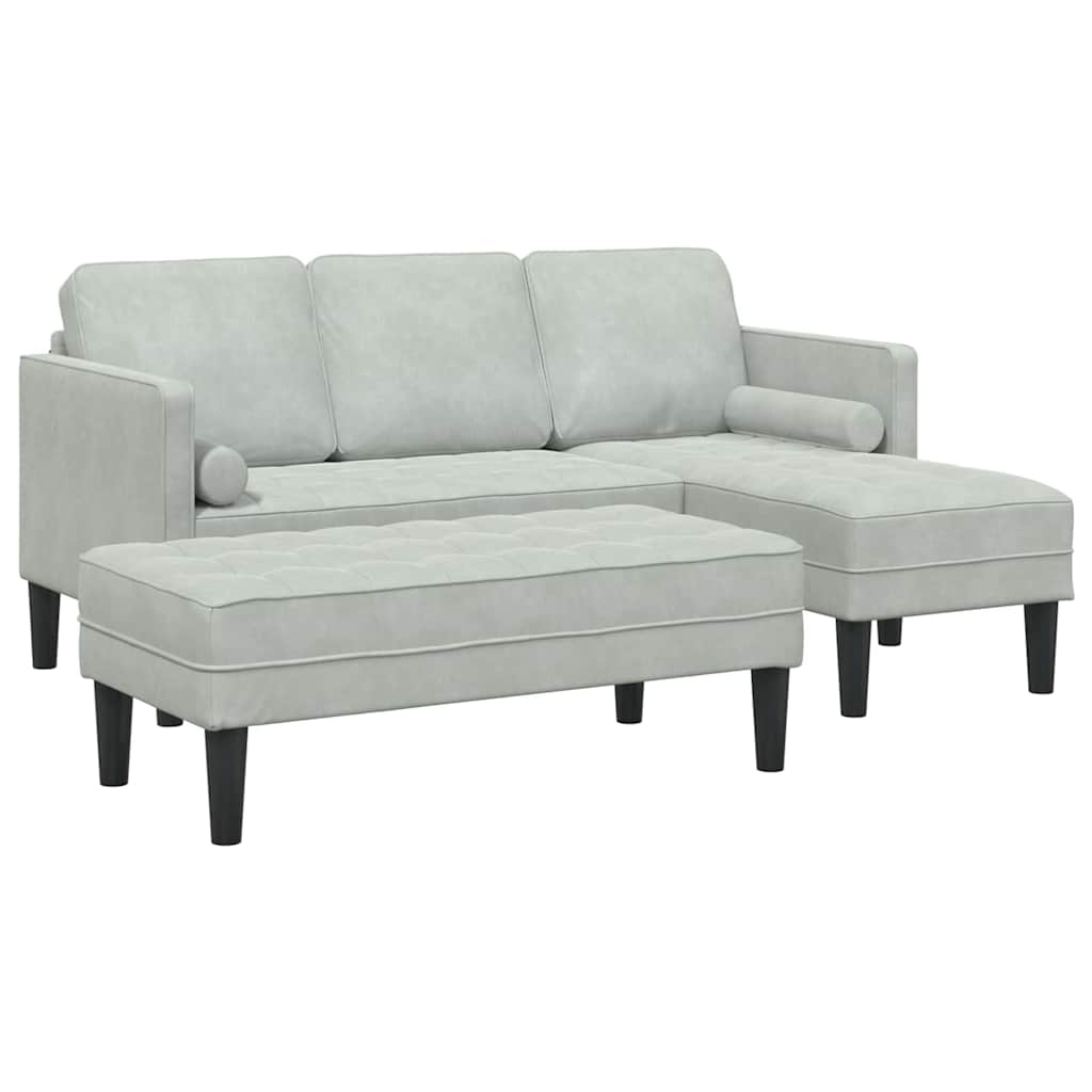 Sofa Sæt 2 stk. Lysegrå Polyester
