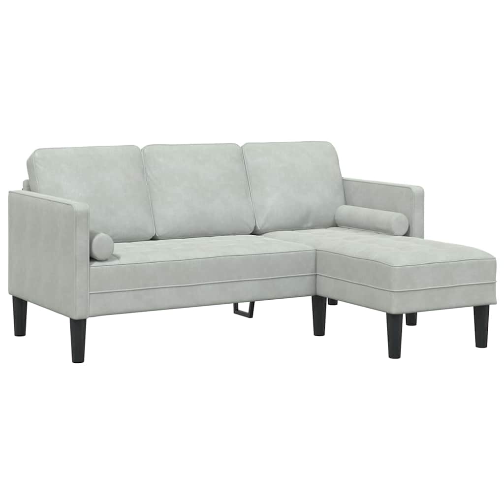 Sofa Sæt 2 stk. Lysegrå Polyester
