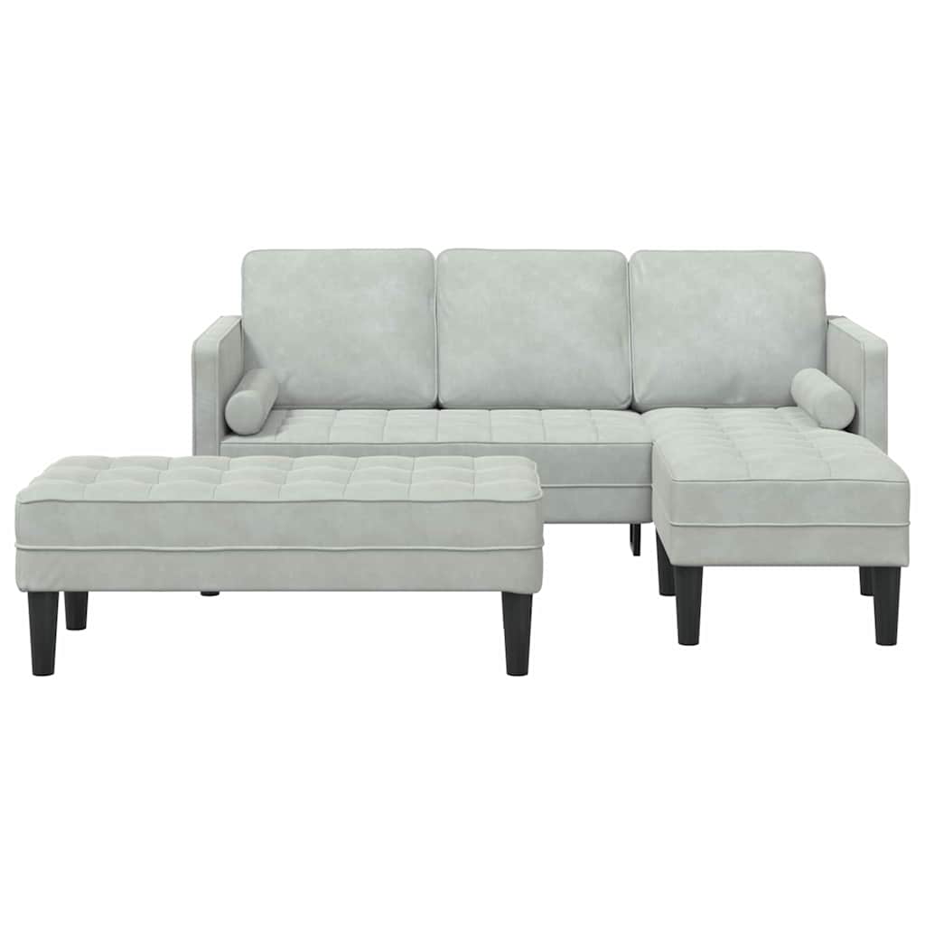 Sofa Sæt 2 stk. Lysegrå Polyester