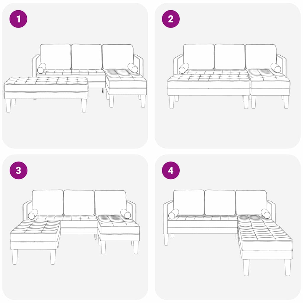 Sofa Sæt 2 stk. Lysegrå Polyester
