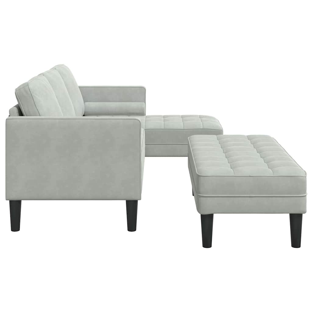 Sofa Sæt 2 stk. Lysegrå Polyester