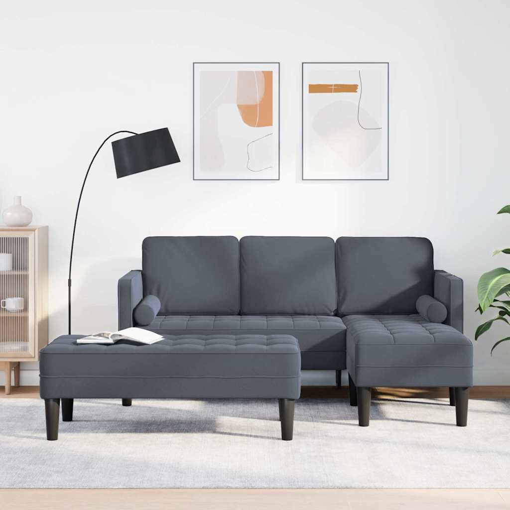 Sofa Sæt 2 stk. Mørkegrå Polyester