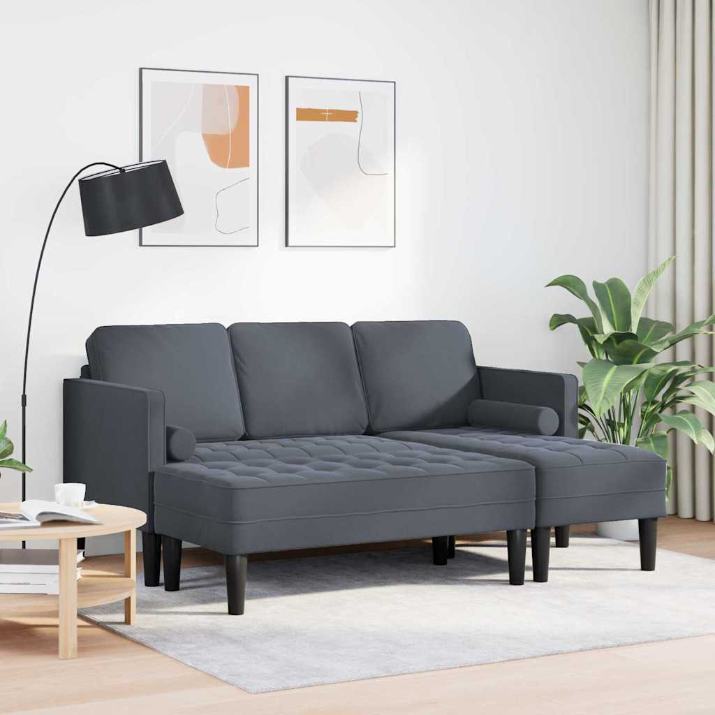 Sofa Sæt 2 stk. Mørkegrå Polyester
