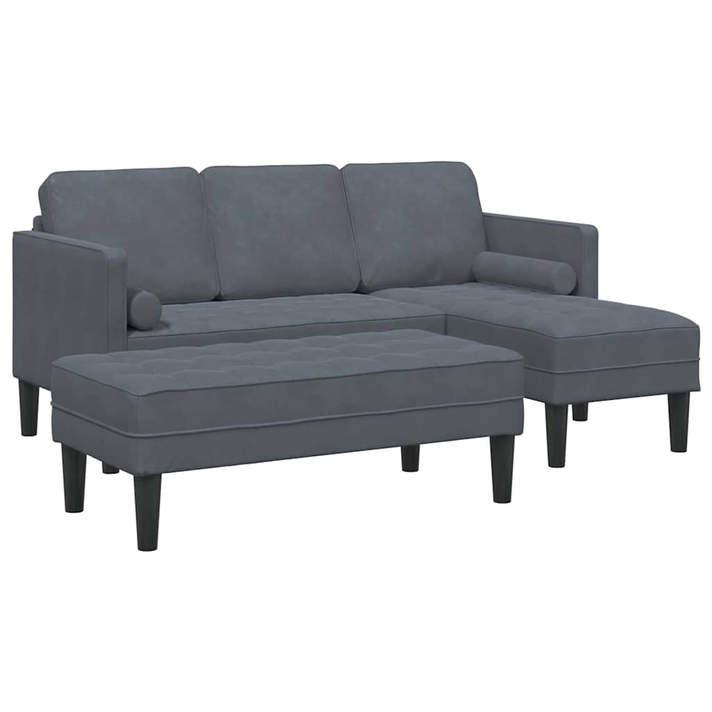 Sofa Sæt 2 stk. Mørkegrå Polyester
