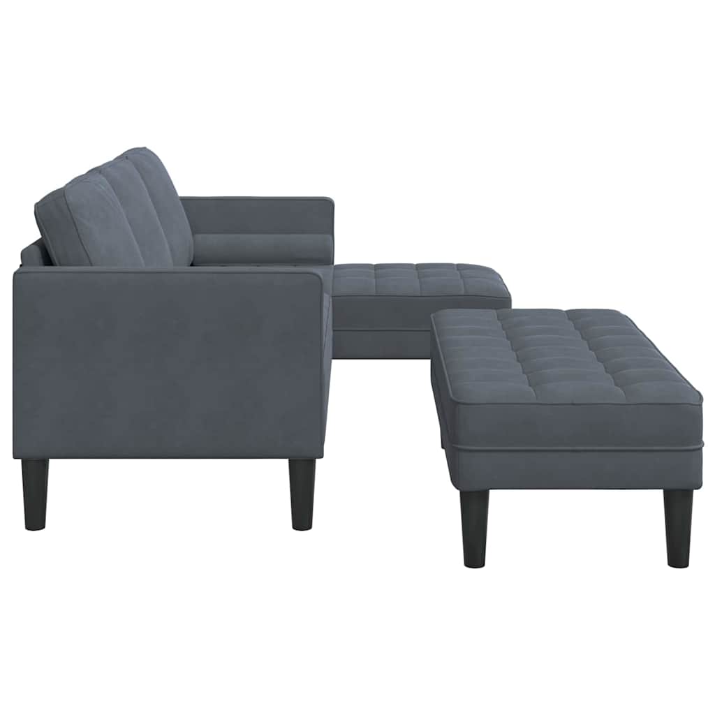 Sofa Sæt 2 stk. Mørkegrå Polyester