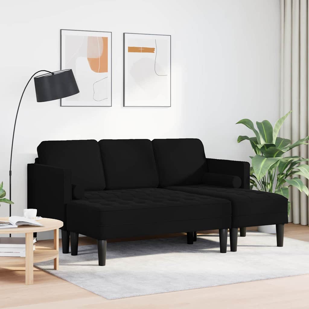 Sofa Sæt med pude 2 pcs Sort Polyester