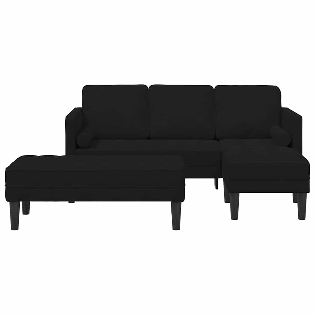 Sofa Sæt 2 stk. Sort Polyester